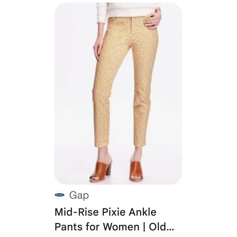 Old Navy Yellow Floral Mid-Rise Pixie Ankle Pants for Women Size 16